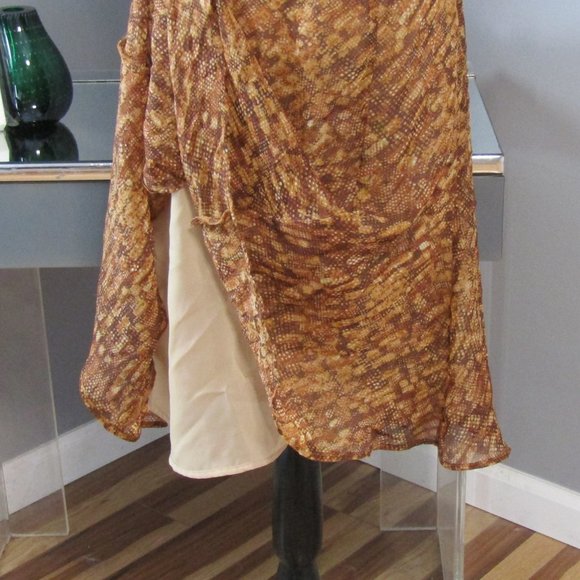Rena Rowan Orange Brown Chiffon Skirt Size 8P - Picture 3 of 5